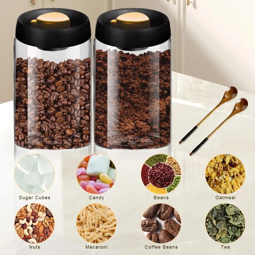 Coffee Ware Borosilicate Glass Kitchen Storage Jar Coffee Jar with Airtight Lid Airtight Food Storage Container Perfect