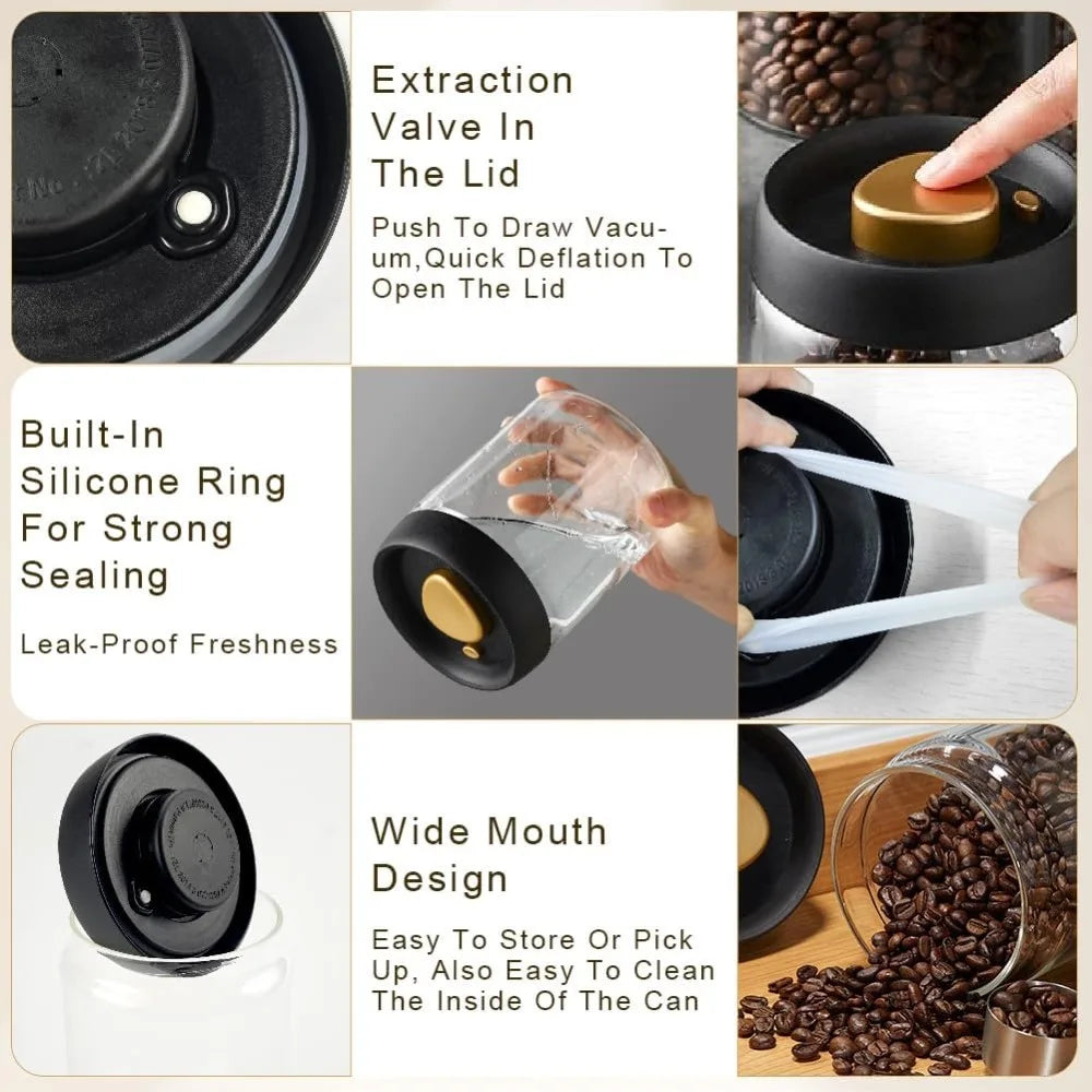 Coffee Ware Borosilicate Glass Kitchen Storage Jar Coffee Jar with Airtight Lid Airtight Food Storage Container Perfect