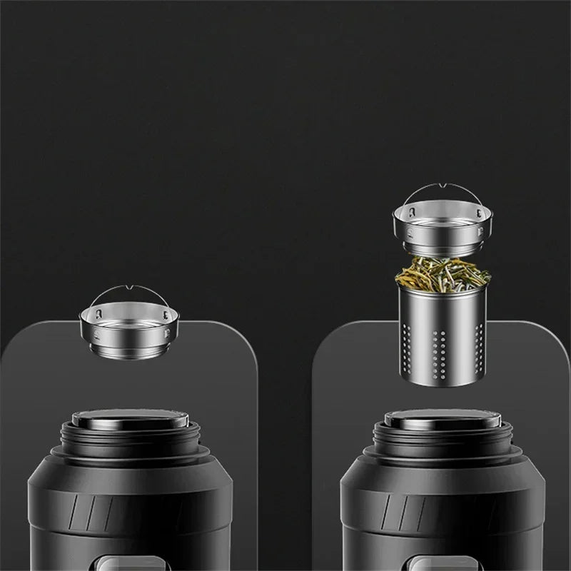 AquaLuxe™  High Borosilicate Glass Water Bottle with Removable Straw & Carry Handle with Infuser