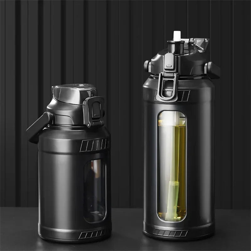 AquaLuxe™  High Borosilicate Glass Water Bottle with Removable Straw & Carry Handle with Infuser