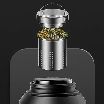 AquaLuxe™  High Borosilicate Glass Water Bottle with Removable Straw & Carry Handle with Infuser