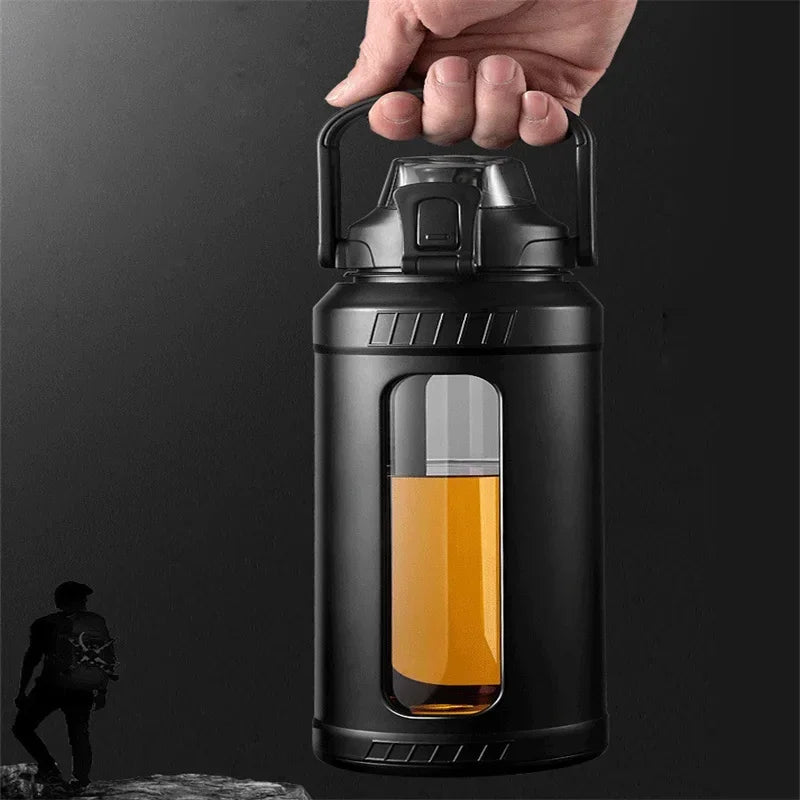 AquaLuxe™ High Borosilicate Glass Water Bottle with Removable Straw & Carry Handle with Filter